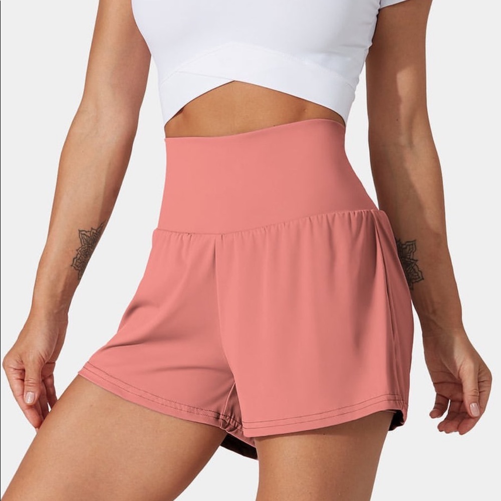 Halara pink high waisted workout shorts